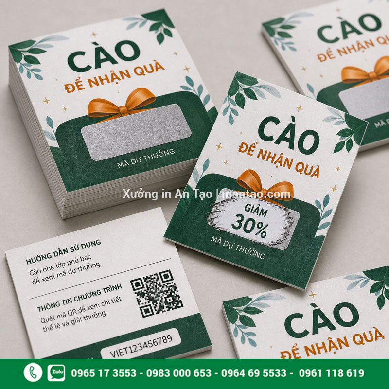 Cấu tạo thẻ cào phủ bạc bảo mật Cấu tạo thẻ cào phủ bạc có mã dự thưởng serial và mã QR
