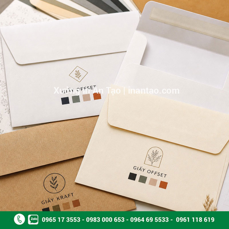 Giấy offset giấy kraft và giấy mỹ thuật làm bao thư Các chất liệu giấy dùng để in bao thư theo yêu cầu