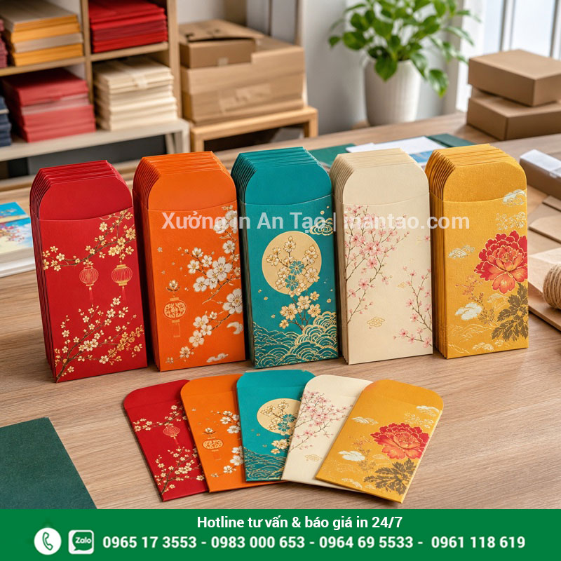 In bao lì xì số lượng ít có duyệt mẫu In bao lì xì số lượng ít nhiều mẫu tại In Long Thành