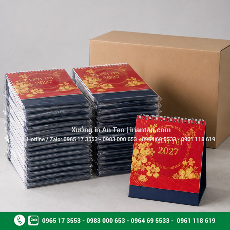 Đơn hàng in lịch để bàn số lượng ít In lịch để bàn số lượng ít được đóng gói sẵn để giao