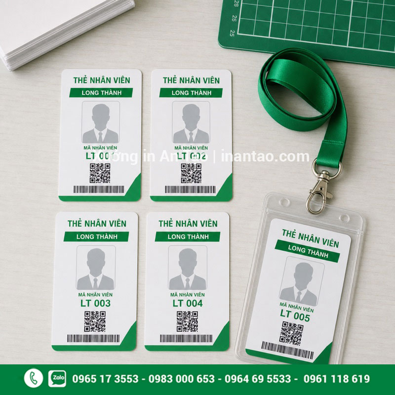 In thẻ nhựa nhân viên dữ liệu biến đổi In thẻ nhựa nhân viên PVC có mã QR và dữ liệu biến đổi