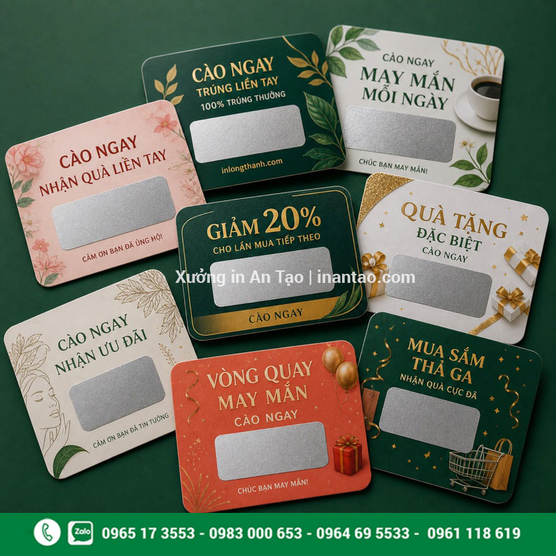Mẫu in thẻ cào đẹp theo yêu cầu tại inlongthanh.com Mẫu in thẻ cào trúng thưởng và thẻ cào khuyến mãi hoàn thiện
