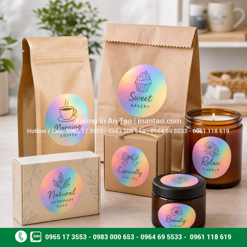 Ứng dụng in tem 7 màu thường Ứng dụng in tem 7 màu thường trên bao bì cà phê mỹ phẩm và quà tặng
