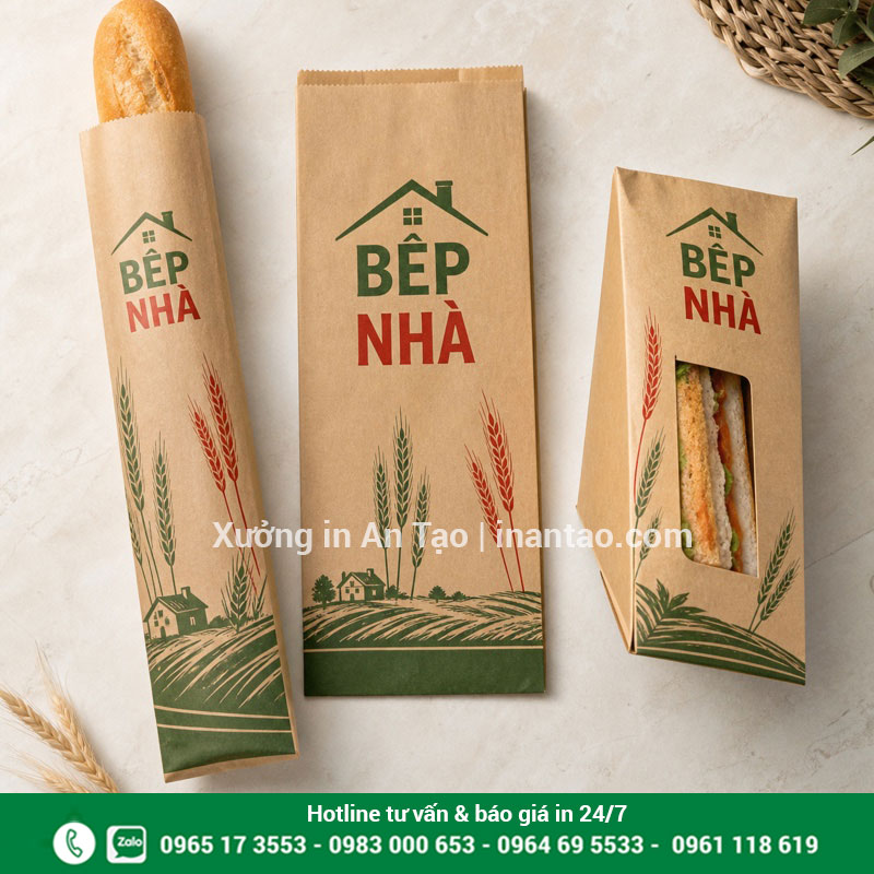 Lựa chọn quy cách túi giấy đựng bánh mì phù hợp từng sản phẩm Các kiểu túi giấy đựng bánh mì que, bánh mì ổ và sandwich