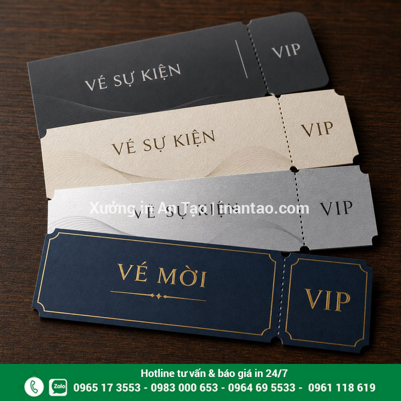 So sánh giấy mỹ thuật ép kim và cán màng cho vé sự kiện Các chất liệu và kiểu gia công vé sự kiện cao cấp