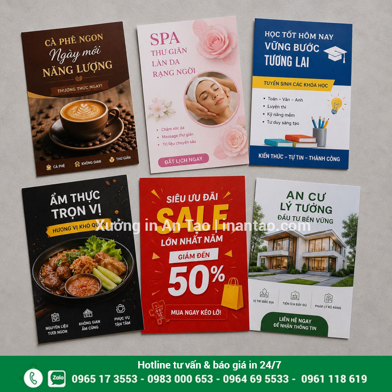 Mẫu in tờ rơi quảng cáo màu đẹp Bộ mẫu in tờ rơi quảng cáo cho nhiều ngành hàng