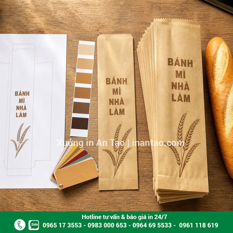 Quy trình đặt in túi bánh mì theo yêu cầu tại inlongthanh.com Quy trình từ thiết kế đến thành phẩm in túi bánh mì